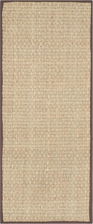 SAFAVIEH Natural Fiber Collection Runner Rug - 2'6" x 6', Natural & Dark Brown, Seagrass, Basketweave Pattern with Border (NF114K)