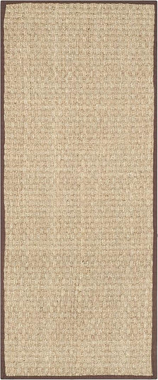SAFAVIEH Natural Fiber Collection Runner Rug - 2'6" x 10', Natural & Dark Brown, Seagrass, Basketweave Pattern with Border (NF114K)