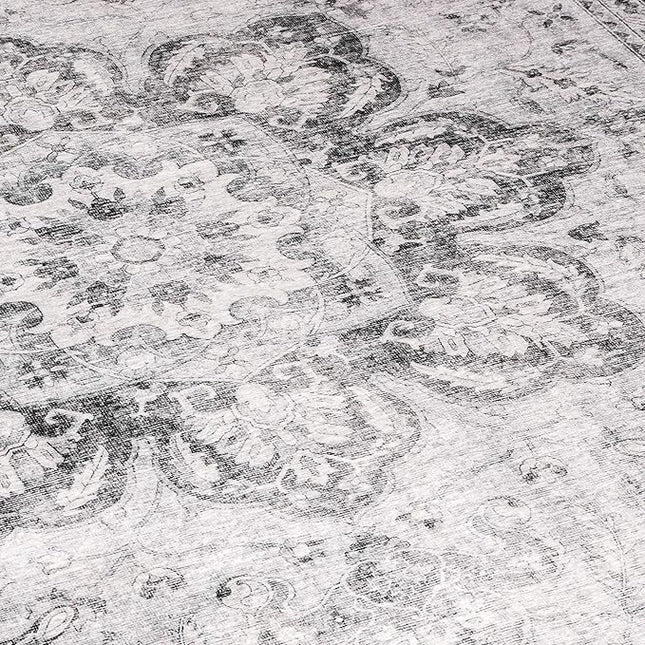 ReaLife Rugs Machine Washable Area Rug Runner - Living Room Bedroom Bathroom Kitchen Entryway Office - Padded Low Pile Stain Resistant Premium - Boho Farmhouse Vintage - Joy - Gray 2'6" x 6'