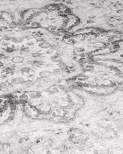 ReaLife Rugs Machine Washable Area Rug - Living Room Bedroom Bathroom Kitchen Entryway Office - Padded Low Pile Stain Resistant Premium - Boho Farmhouse Vintage - Joy - Gray 5' x 7'