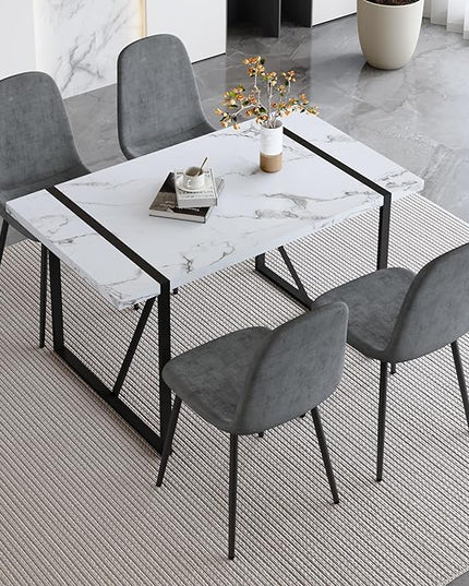 Modern 55'' Grey Wood Dining Table Set - Kitchen Table and Chairs Set of 4, Ideal for Dining Room