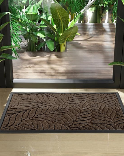 Yimobra Front Door Mat Outdoor Indoor, 29.5x17 All-Season Waterproof Door Mat Outside Entrance, All-Weather Non-Slip Outside Doormat for Garage Patio Entryway, Brown