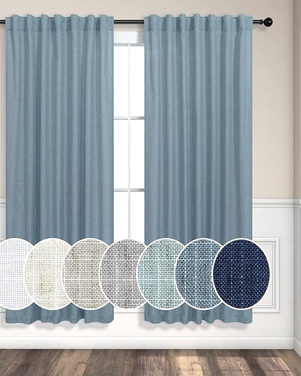 Light Blue Curtains 72 Inch Length for Boys Room 2 Panels Back Tab Pocket Light Diffusing Country Farmhouse Boho Slate Blue Curtain for Bedroom Living Room Door 52x72 Inches Long Dusty Stone Blue Grey