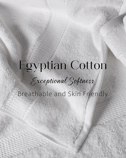 Superior Egyptian Cotton Pile 6 Piece Towel Set, Includes 2 Bath, 2 Hand, 2 Face Towels/Washcloths, Ultra Soft Luxury Towels, Thick Plush Essentials, Guest Bath, Spa, Hotel Bathroom, White