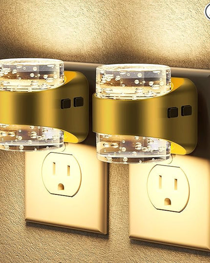 Briignite LED Night Light Plug into Wall[2 Pack], Dimmable Night Light with Bubble Design 3000K Warm & 5 Brightness Levels, Dusk to Dawn Sensor Nightlights for Nursery, Hallway, Bathroom, Kids Room
