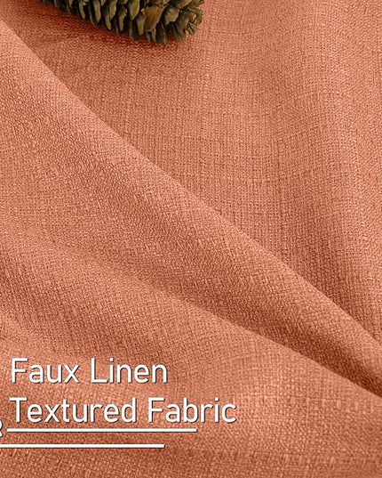 LAMIT Terracotta 72 Inch Privacy Linen Curtains 2 Panels Set for Living Room, Light Filtering Curtains Thermal Gromment Panels for Living Room/Front Door/Patio Door, W52 x L72