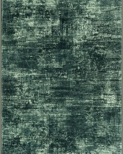 IOHOUZE Abstract Area Rugs 9x12 Ft Washable Large Rugs for Living Room, Non Slip Dining Room Rug, Printed Faux Wool Rugs for Bedroom, Floor Carpet for Office Nursery Playroom, Dark Green
