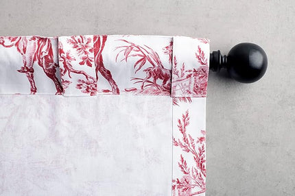Maison d' Hermine Curtains for living room 100% Cotton 84 inch length Two Panels Light Filtering Toile Curtains for Bedroom with rod and loop Pockets (The Miller Red (White Background), 50"W x 84"L)