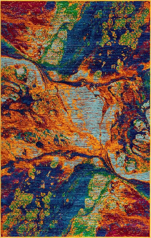 Rugs.com Calypso Collection Rug – 5' x 8' Multi Medium Rug Perfect for Bedrooms, Dining Rooms, Living Rooms
