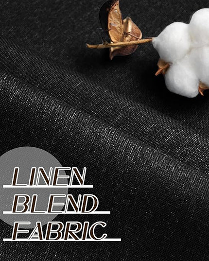 108 Inches Long 100% Blackout Curtains for Bedroom Linen Textured Noise Reducing Lightweight Curtain Drapes for Living Room Villa, Black, W52 x L108, 2 Panels