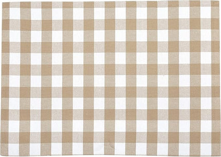 Urban VillaPlacemats for Dining Table 100% Cotton Placemats 14''x20'' Over Sized Tablemats Set of 6 Placemats Taupe/White Buffalo Check Tablemats for Family Dinners Wedding PartiesPlacemats