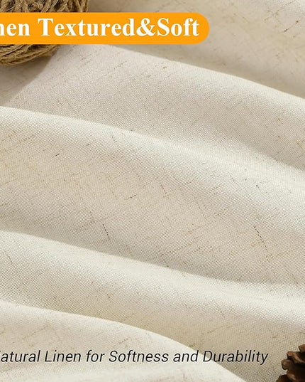 Naturoom Warm Beige Linen Shower Curtain, Country Boho Farmhouse Bath Decor Shower Curtains Neutral Cloth Weighted Textured Fabric Bath Curtain Liner with Hooks, 72x78