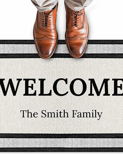 My Sign Center Personalized Doormat, Custom Welcome Mat for Front Door, Indoor/Outdoor Anti Slip Backing, 18x30 Inches, Polyestere Top Made in USA
