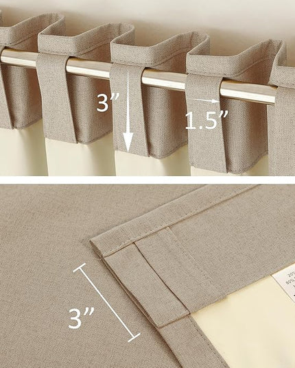 DUALIFE Taupe 102 Inch Length Curtains, 100% Blackout Curtains 84 Inch Extra Wide for Bedroom Thermal Insulated Noise Cancelling Pleated Heading Tape Ring Back Tab Kids Boho Drapes 2 Panel Set 84x102