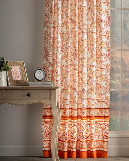 Maison d'Hermine Curtains for Living Room 100% Cotton 108 inch Length Two Panels Window Curtains for Bedroom with Loop & Rod Pockets - Palatial Paisley, 50" W x 108" L