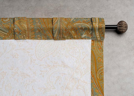 Maison d' Hermine Curtains for living room 100% Cotton 96 inch length One Panel Light Filtering Curtain for Bedroom Windows with rod and loop Pockets Drapes (Kashmir Paisley Forest Green, 50"W x 96"L)