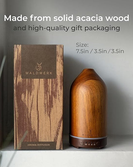 WALDWERK Diffuser (100ml) Made of Premium Acacia Wood - Essential Oil Diffuser for a Pleasant Indoor Atmosphere - Diffusers for Home - Aromatherapy Diffuser - Oil Diffuser
