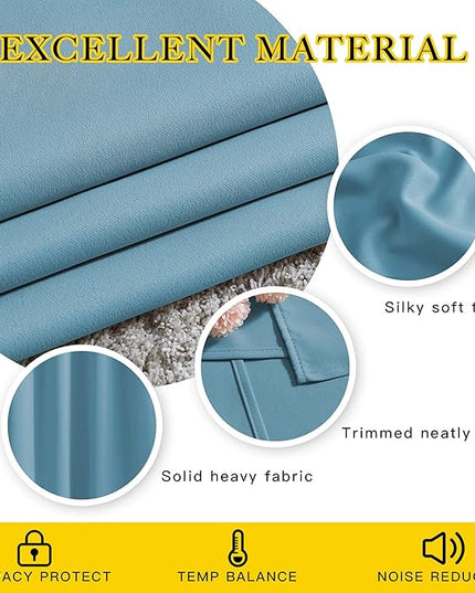 NICETOWN Blackout Curtains Panels for Window - Window Treatment Thermal Insulated Solid Grommet Blackout Drapes for Bedroom (Teal Blue, Double Panels, 66 by 90 Inch)