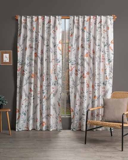 Maison d' Hermine Curtains for Living Room 100% Cotton 84 inch Length Two Panels Light Filtering Curtains for Bedroom Windows with Rod and Loop Pockets Drapes (Whitish Shabby Chique, 50" W x 84" L)