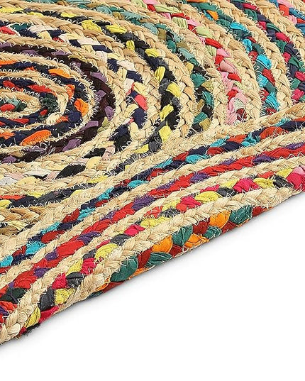 REDEARTH · Jute Cotton Chindi Area Rug - 2'x3' Oval Rug, Handwoven, Non-Shedding, Soft & Durable – Multi Tones for Home Décor in Living Room, Dining Room, Bedroom
