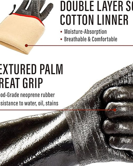 RAPICCA Heat Resistant BBQ Grill Gloves: Oil Resistant Waterproof for Smoking Grilling Cooking Barbecue Deep Frying Turkey Rotisserie Handling Hot Greacy Meat - Long Sleeve 932°F