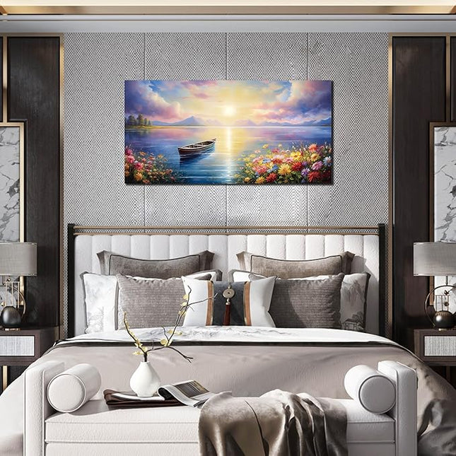 Zoyotago Wall Art Large Landscape Sunrise Artwork Blue Wall Art Modern Wall Decor for Living Room Bedroom Office Home Decor Canvas Prints 20x40 Inch
