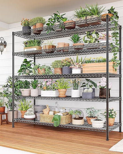 REIBII 55.5" W Storage Shelves 3200LBS Wire Shelving Unit 5 Tier Metal Shelving Garage Shelving 2PCS Heavy Duty Metal Shelves for Storage Rack Commercial Adjustable Pantry Shelf