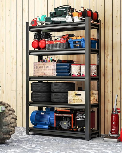 5Tier Garage Metal Shelving,3020 lbs Storage Shelves Heavy-Duty,40''W*18''D*72''H Adjustable Industrial Shelving Unit, Double-Layer Column with Reinforced Ribs for Basement Kitchens