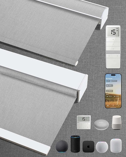 Kincmo Motorized Blinds with Remote,100% Blackout Motorized Roller Shades Work with Apple Homekit,Alexa,Google, Custom Electric Blinds with App,Voice Control (Dual Sided Grey)