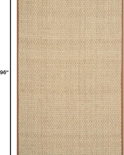 SAFAVIEH Area Rug 5x8 - Natural Fiber Collection - Natural & Brown, Seagrass, Basketweave Pattern with Border (NF114B)