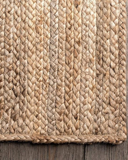 FRELISH DECOR Handwoven Jute Area Rug - 10x14 Feet Natural Yarn - Rustic Vintage Beige Braided Reversible Rectangular Rugs for Bedroom - Kitchen - Living Room - Farmhouse (10' x 14')