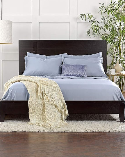 Pure Bamboo Short Queen Sheets for RV Camper (60"x75") - Genuine 100% Organic Viscose Derived from Bamboo Bed Sheet Set, Soft & Cooling, 2 Year Quality Promise (Short Queen, Sterling Blue)