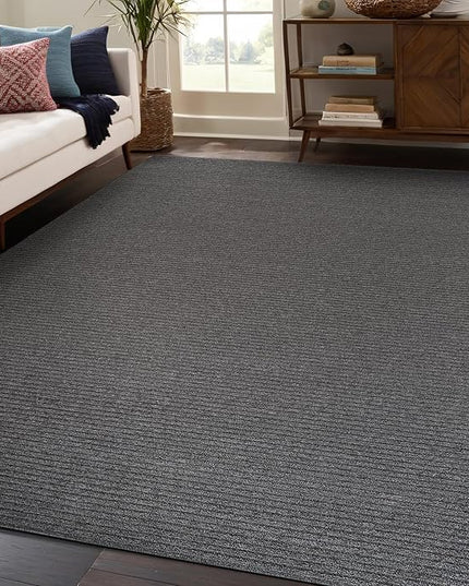 Beverly Rug Non-Slip Modern Rug 6x9 Solid Traditional Rubber Backing Machine Washable Soft Thin Indoor Area Rugs for Living Room Stain Resistant Non Shedding Casual Carpet (6 x 9 Gray)