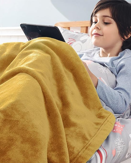 Bedsure GentleSoft Bedding Fleece Blanket for Girls and Boys - Soft Cozy Cute Small Throw Blankets for Travel, 43x55 Inches, Gold
