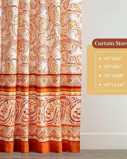 Maison d'Hermine Curtains for Living Room 100% Cotton 84 inch Length Two Panels Window Curtains for Bedroom with Loop & Rod Pockets - Palatial Paisley, 50" W x 84" L