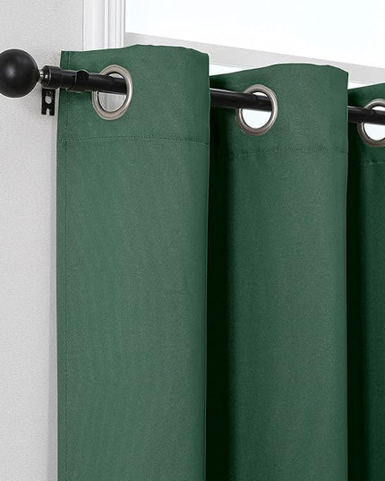 Simplebrand Ever Green Kitchen Valances for Windows 18 Inches Long 2 Pack, Room Darkening Window Valances for Living Room, Grommet Short Straight Drape Kitchen Curtains for Bedroom Kids Room, 40Wx18L
