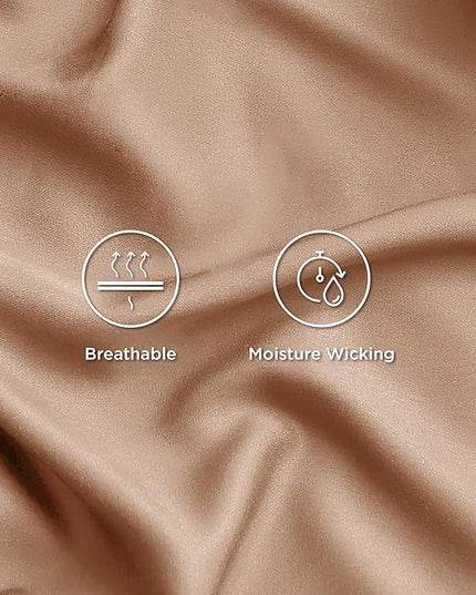 Bedsure Cooling Sheets Twin XL, Rayon Derived from Bamboo, Breathable & Soft Twin XL Sheet Sets, Deep Pocket Up to 16 Inches, Hotel Luxury Silky Dorm Bedding for Hot Sleepers, Khaki