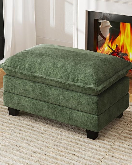 WorthFurni Cloud Couch Ottoman Modular Sectional Sofa, Comfy Deep Seat Cushion for Apartment Living Room Bedroom (Green)