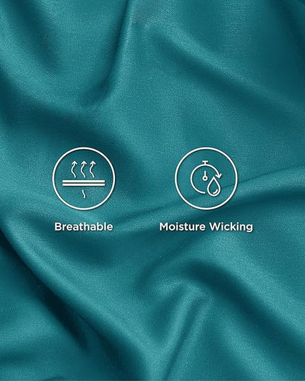 Bedsure Cooling Sheets Twin XL, Rayon Derived from Bamboo, Breathable & Soft Twin XL Sheet Sets, Deep Pocket Up to 16 Inches, Hotel Luxury Silky Dorm Bedding for Hot Sleepers, Turquoise