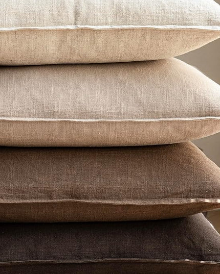 Foindtower Pack of 2, Decorative Linen Soild Throw Pillow Covers Soft Accent Cushion Case Boho Farmhouse Neutral Pillowcase for Couch Sofa Bedroom Living Room Home Decor 20 x 20 Inch Reddish Brown