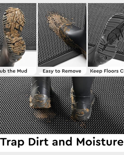 tchdio Front Door Mat Outside Entrance, Dirt Trapper 17"x29" Doormat-Entrance Welcome Matt Durable, Heavy Duty Entry Mat Non Slip Rubber Mats for Outside Stain Resist Door Mats for Entryway Grey