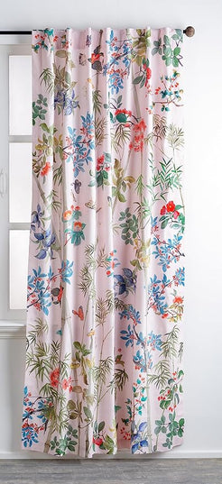 Maison d' Hermine Curtains for Living Room 100% Cotton 84 inch Length One Panel Light Filtering Curtains for Bedroom Windows with Rod and Loop Pockets Drapes (Canne Pale Pink, 50" W x 84" L)