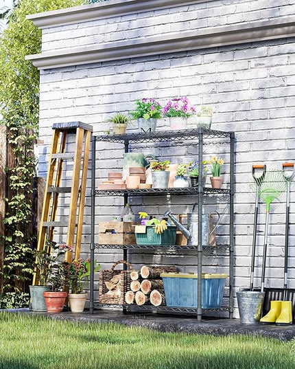 IZEUK Outdoor Metal Storage Shelving Unit, 4-Tier Heavy Duty Wire Rack Organizer with Rust-Resistant and Corrosion-Proof Coating (Grey, 17.7" D x 47.24" W x 59" H)