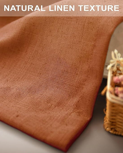 Burnt Orange Curtains 120 Inches Long for Living Room 2 Panel Set Back Tab Pocket Draperies Soft Linen Lightweight Light Filtering Semi Sheer Red Dark Orange Curtain for Dining Room Sliding Door 10 FT