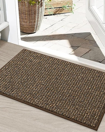 BEQHAUSE Dirt Trapper Door Mat 20" x 32", Non-Slip Washable Doormats Entrance Mat, Dirt Resistant and Absorbent Welcome Mat, Low Profile Floor Mats for Front Back Door and Entryway, Brown
