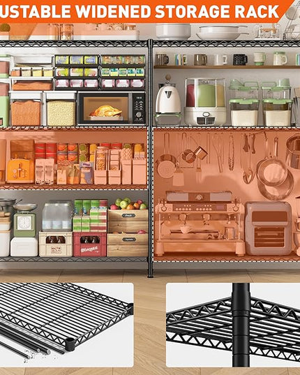 REIBII 70"W Metal Shelving, Storage Shelves 4-tier Wire Shelving Unit Load 1240LBS Metal Shelves for Storage Adjustable Shelving Rack for Pantry Kitchen Commercial school Garage 70"W*15.8"D*62.9"H