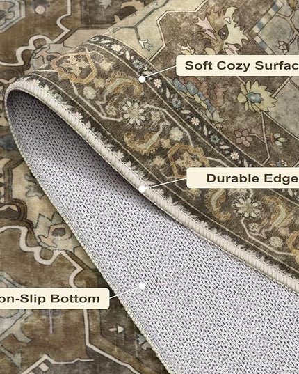 Ciicool Washable Runners Area Rug for Hallways, Ultra Soft 2'6 "x8' ft Boho Print Non-Slip Vintage Oriental Medallion Long Carpet for Kitchen Bedroom Laundry Bathroom