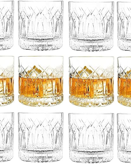 LEMONSODA Premium Double Rock Old Fashioned Whiskey Glasses - Set of 12 Cocktail Glasses for Scotch, Whiskey, Bourbon and Cognac - Vintage Arch Design (12 fl. oz.) (Arch) [2066]