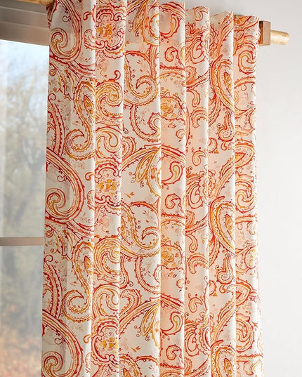Maison d'Hermine Curtains for Living Room 100% Cotton 84 inch Length Two Panels Window Curtains for Bedroom with Loop & Rod Pockets - Palatial Paisley, 50" W x 84" L