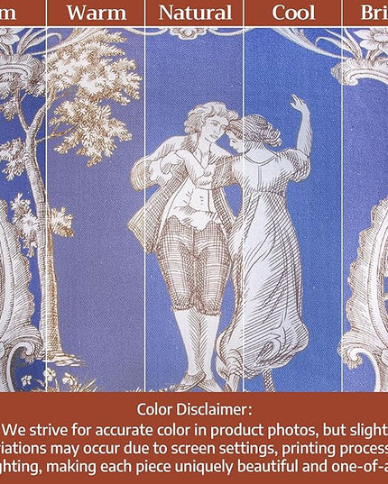 Maison d' Hermine Curtains for Living Room 100% Cotton 124 inch Length One Panel Light Filtering Toile Curtains for Bedroom Windows with Rod and Loop Pockets Drapes (Joli Jouy Blue, 50" W x 124" L)